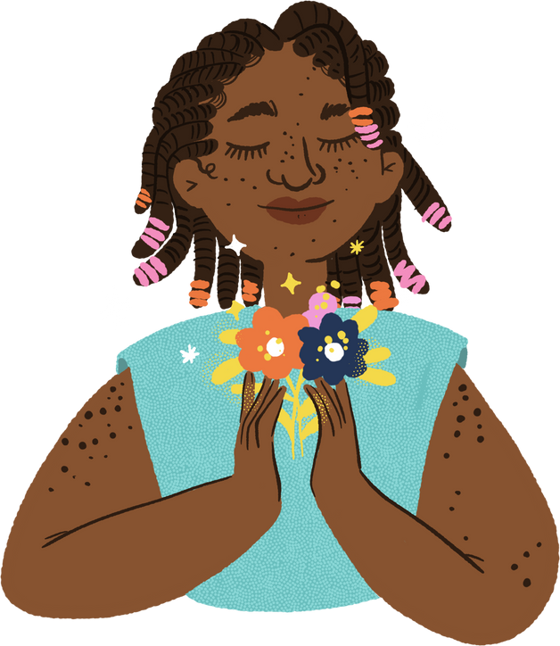 Bright Textured Woman with Flowers